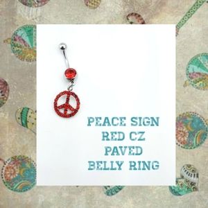 5/$10 | Red CZ Peace Sign Belly Ring